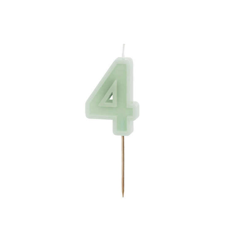 Birthday candle Number 4, green, 6 cm