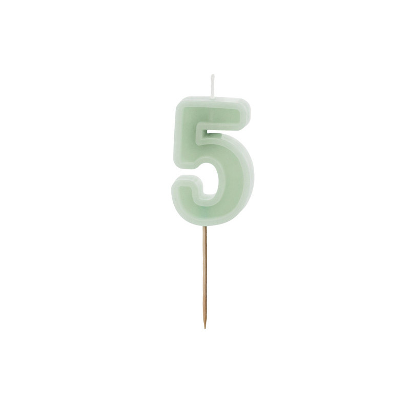 Birthday candle Number 5, green, 6 cm