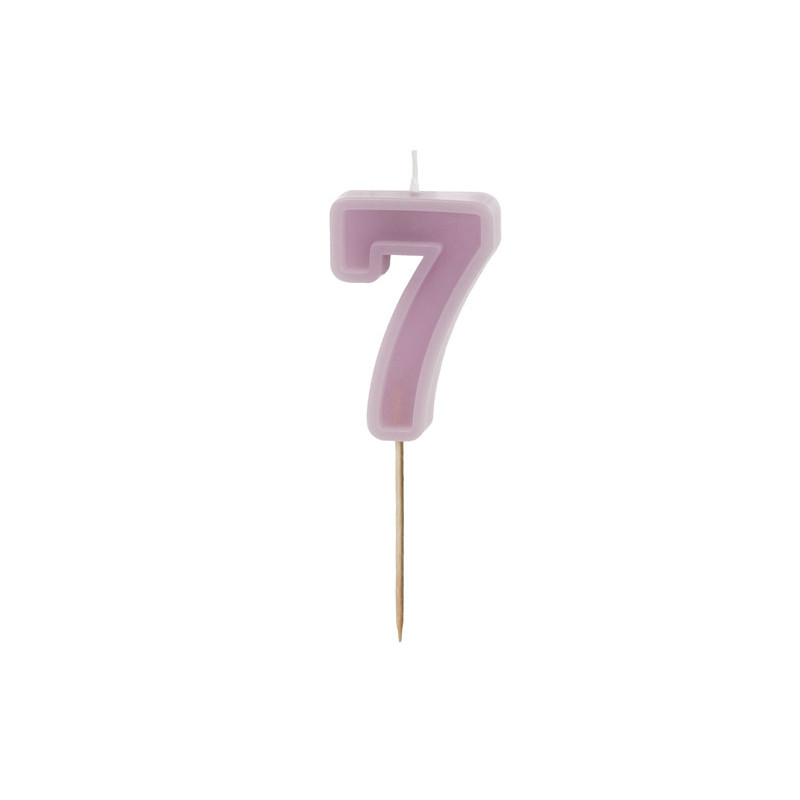 Birthday candle Number 7, violet, 6 cm