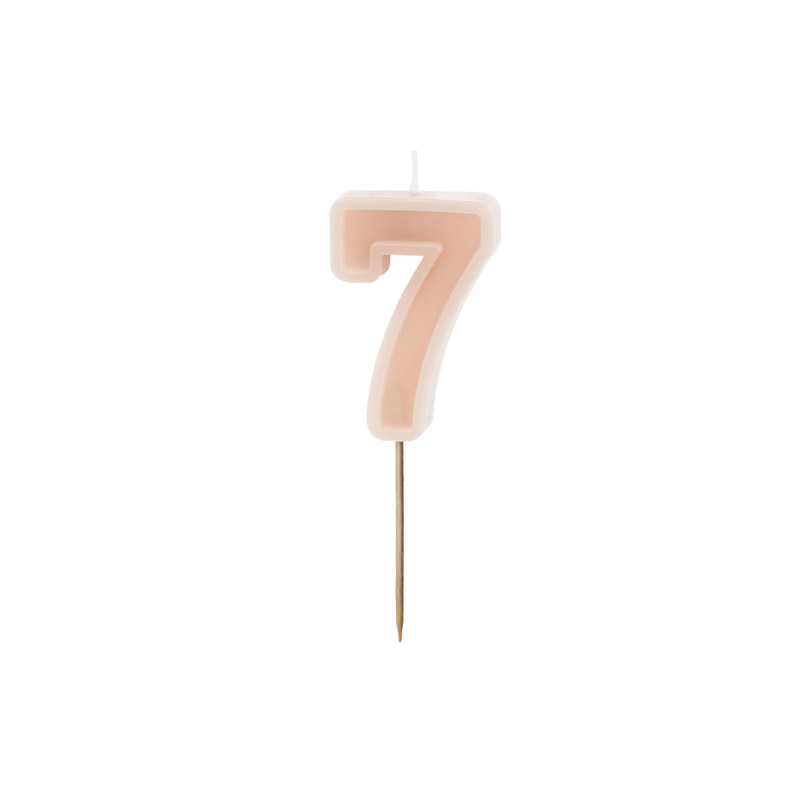 Birthday candle Number 7, dusty rose, 6 cm