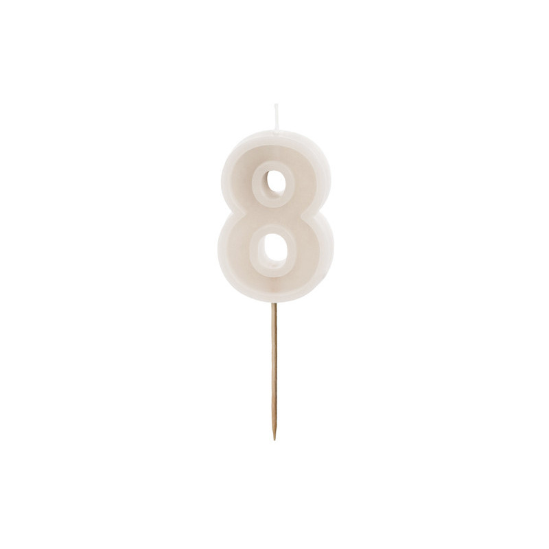 Birthday candle Number 8, warm grey, 6 cm