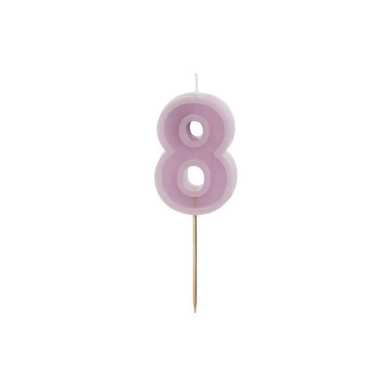 Birthday candle Number 8, violet, 6 cm