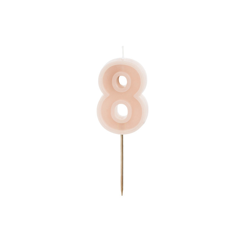 Birthday candle Number 8, dusty rose, 6 cm