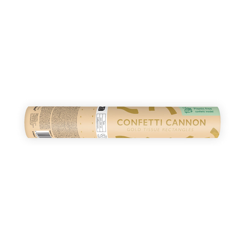 Confetti cannon, gold, 20cm