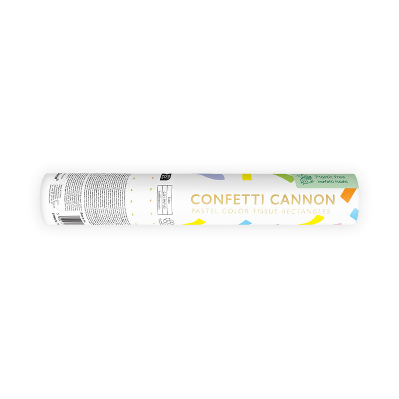 Confetti cannon, pastel mix, 20cm