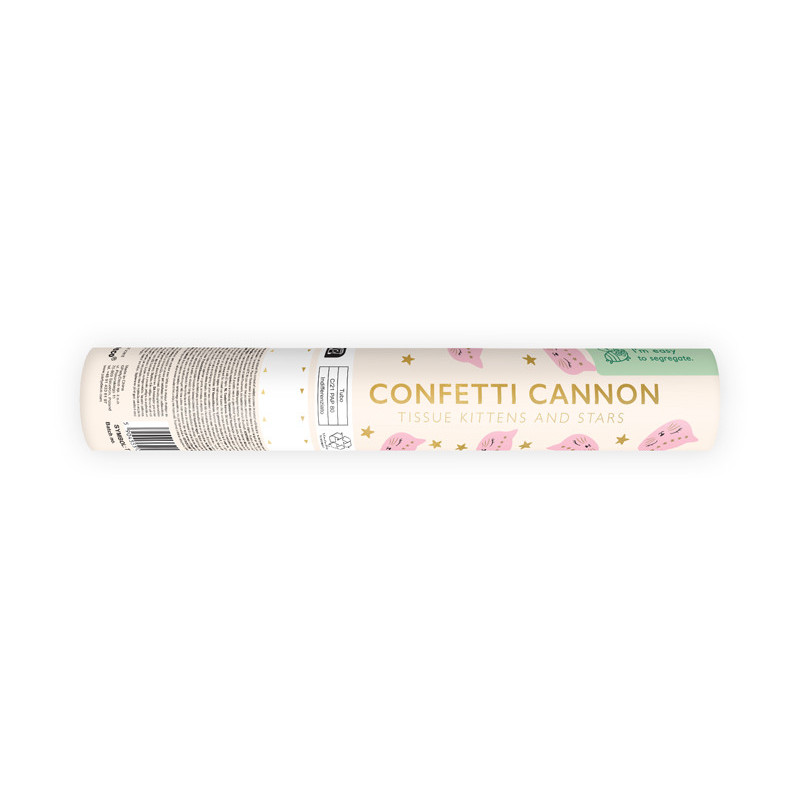 Confetti cannon with cats, pink, 20cm