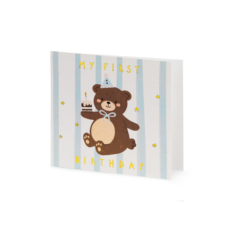 Birthday Card Bear, mix, 14x14 cm