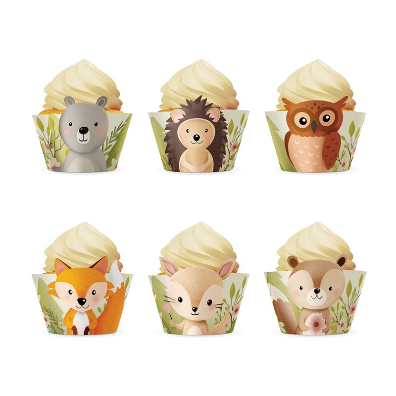 6 st Cupcake wrappers Muffinskoppar vit med utsnitt ornament