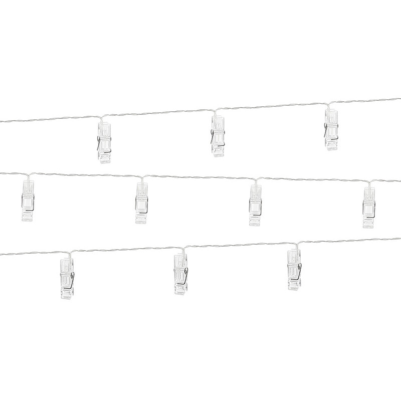 LED Ljusslinga 1,4m med genomskinliga klämmor för inomhusdekoration – Batteridriven Dekoration