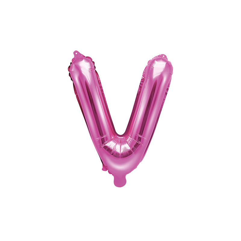 Hot pink V-bokstav ballong - ca 35 cm