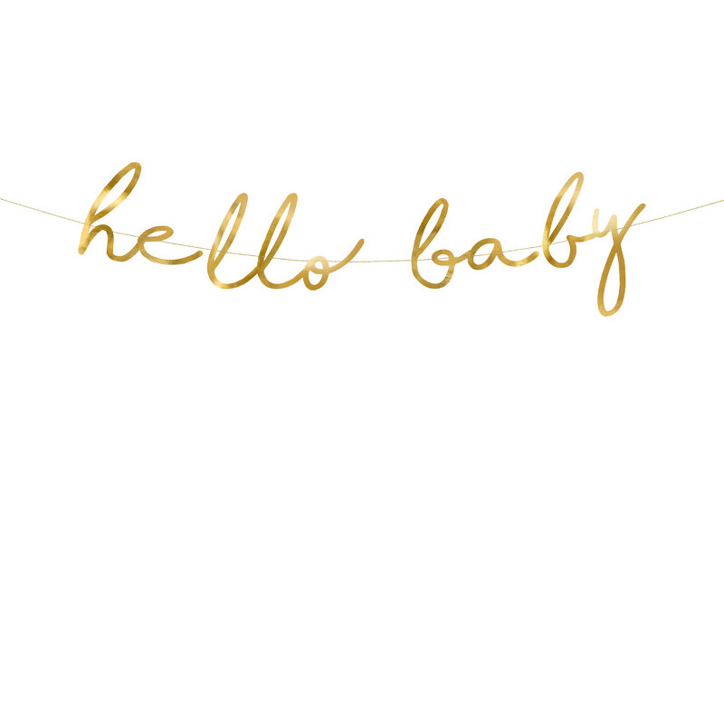 Hej baby banner - 70 cm - guld