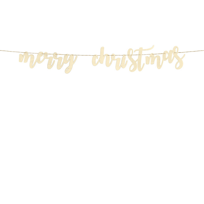 Merry Xmas banner av trä 17 x 87 cm