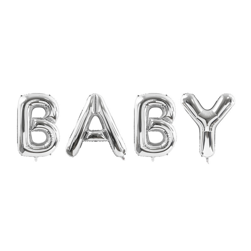 Baby - text 103" silver - folieballong