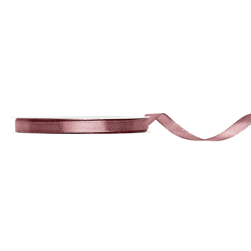 25 meter Satinband, Mörk dämpad rosa, 6 mm bred, perfekt för kreativa projekt och presentinslagning