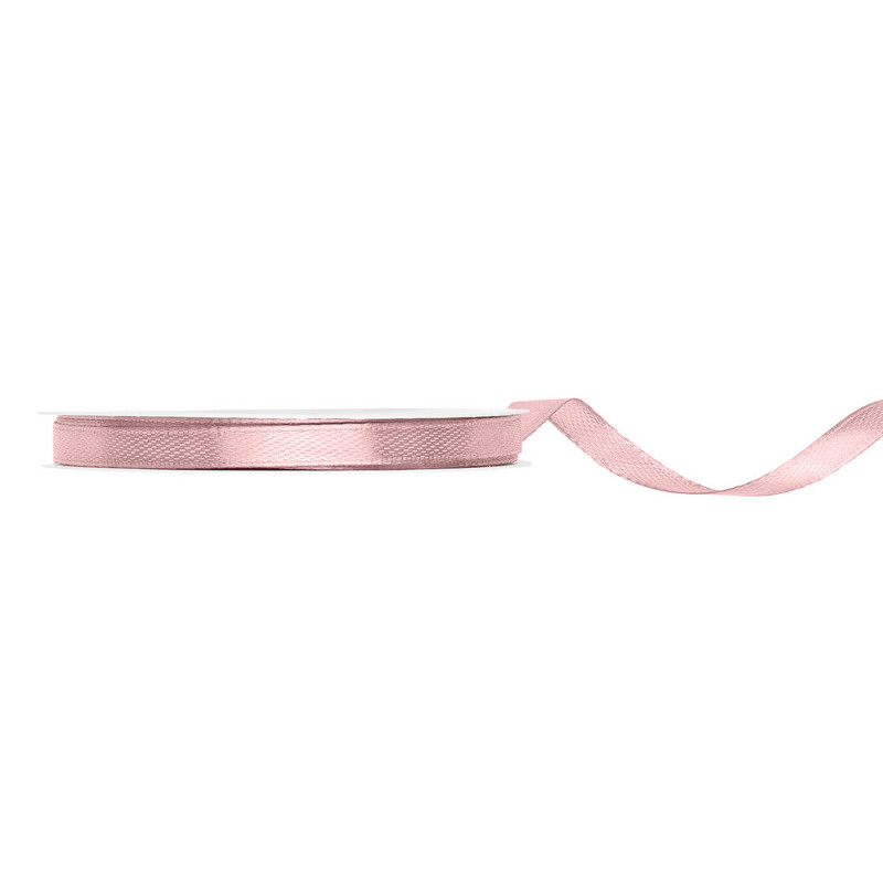 25 meter Satinband, Ljus dammig rosa, 6mm bred, perfekt för eleganta presentinslagningar och kreativa projekt