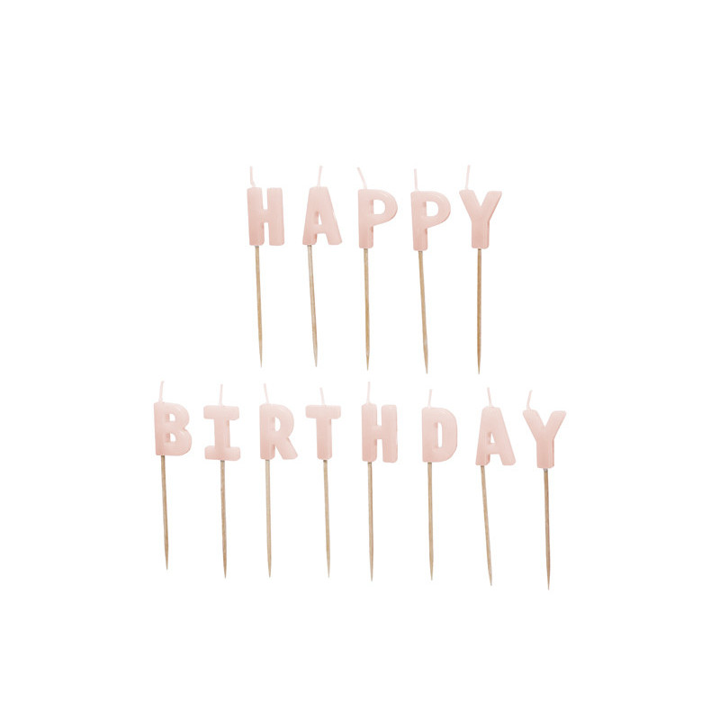 Birthday candles Happy Birthday, 2.5 cm, pink (1 pkt / 13 pc.)