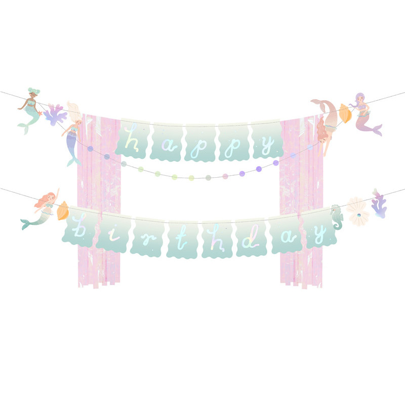 Banner Happy Birthday Mermaid, 130x100cm, mix