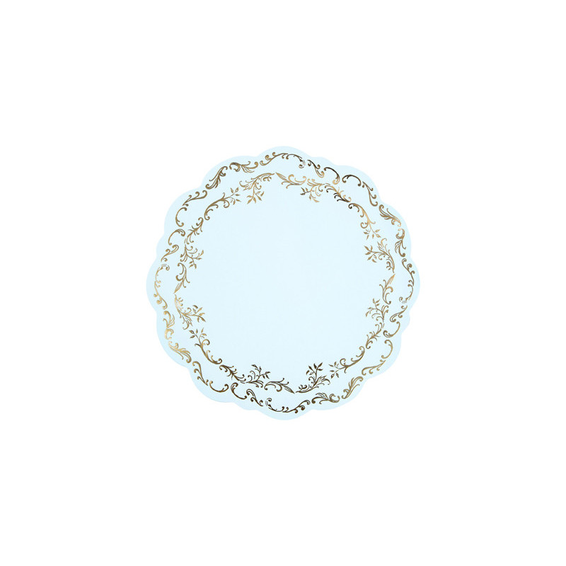 Plate mats Ornament, light blue, diameter 35.5 cm (1 pkt / 6 pc.)