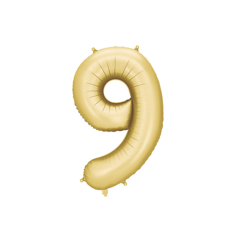 Foil balloon Number ''9'', 86 cm, gold.