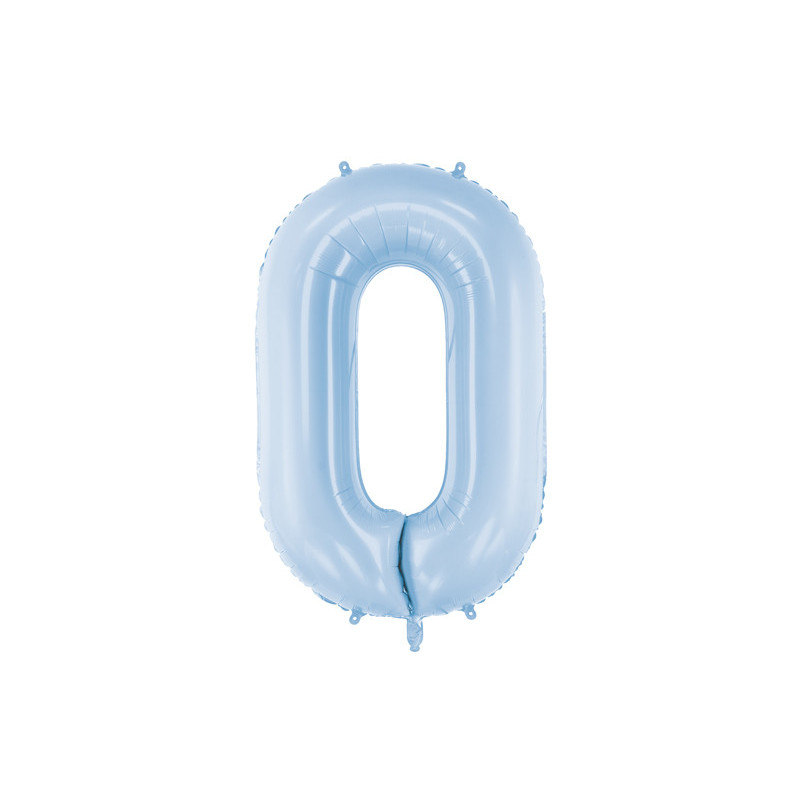 Foil Balloon Number ''0'', 86cm, misty blue