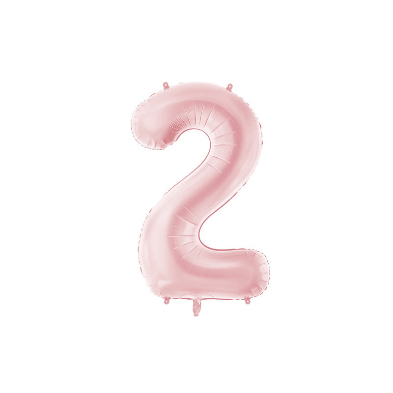 Foil Balloon Number ''2'', 86cm, light pink