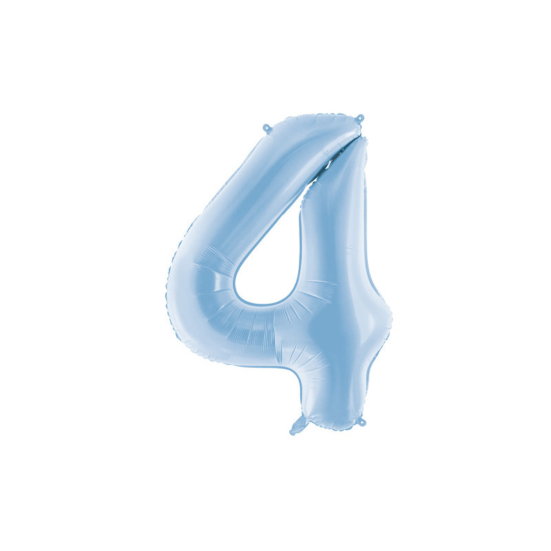 Foil Balloon Number ''4'', 86cm, misty blue