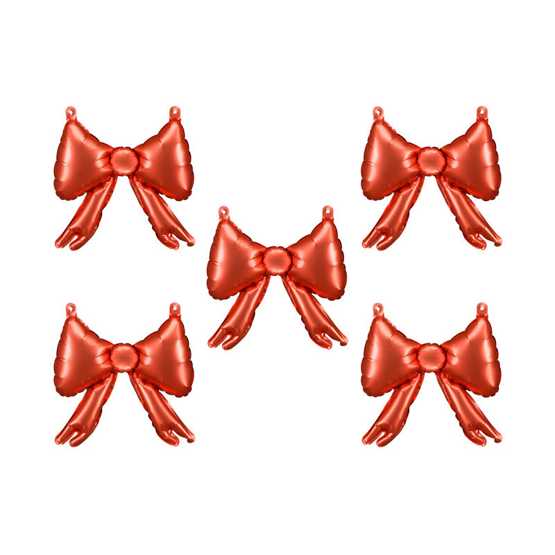 Foil balloons for garlands Bows, 25.5 x 25 cm, red (1 pkt / 5 pc.)