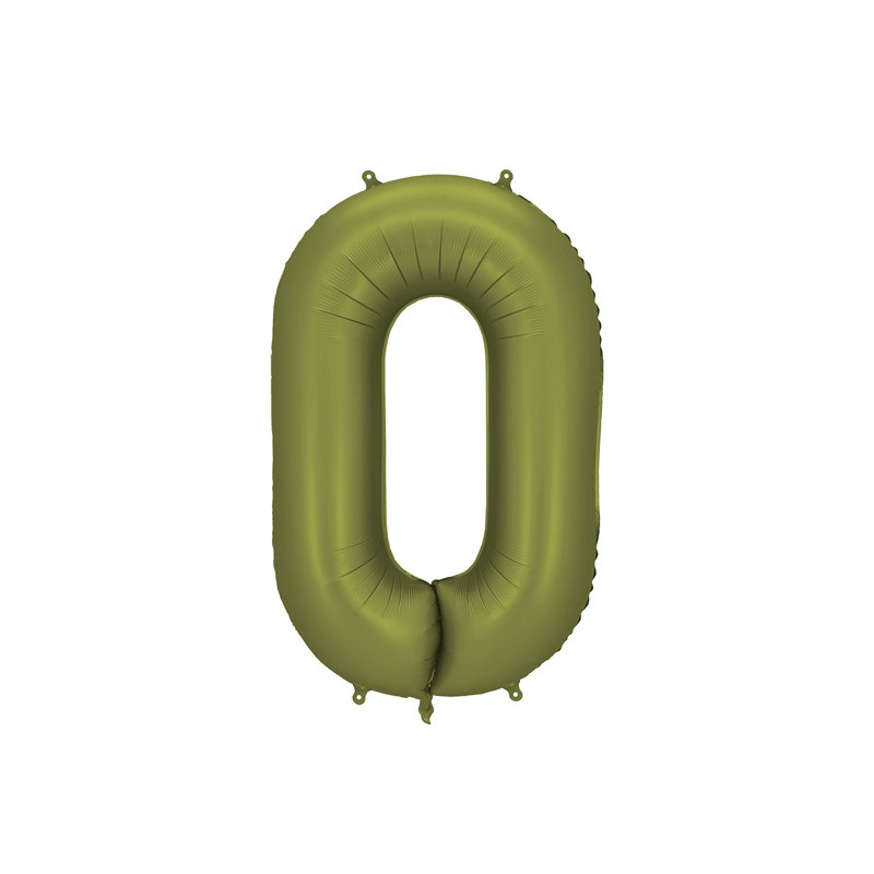 Foil Balloon Number' '0'', 86cm, olive