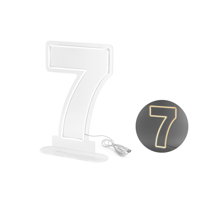 Neon LED - Digit '7', white, 50cm