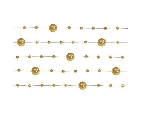 5 st. Guld Metallic pärlgarland - 130 cm