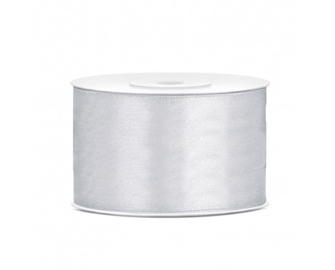 25 meter - Satinband silver 38 mm