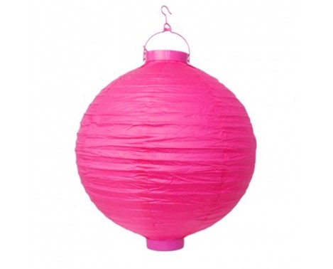 Rispapperslampa med LED ljus Hot Pink 20 cm