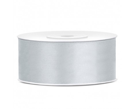 25 meter - Satinband silver 25 mm