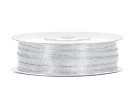 50 meter - Satinband silver 3 mm