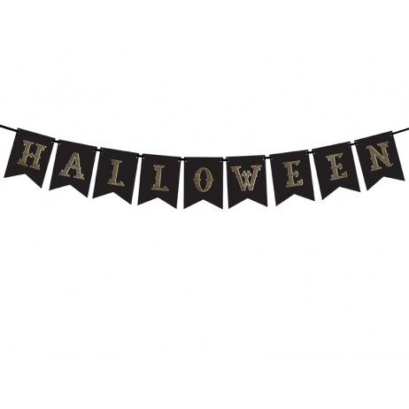 Glad Halloween-banner - svart 20x175 cm