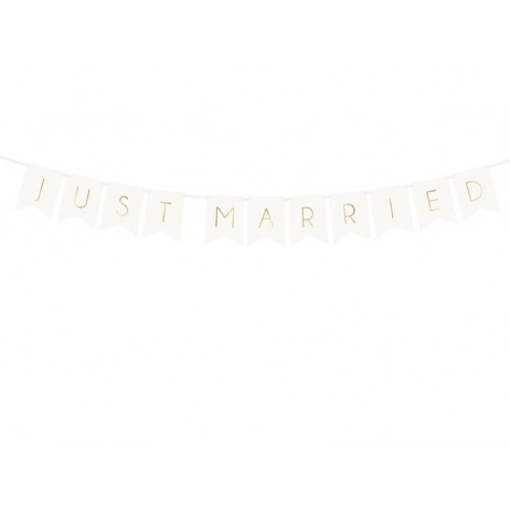 Bröllopsbanner - Just Married - Vit 15 x 155 cm