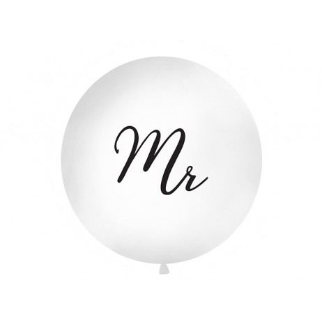 1 styck Jätteballong "Mr"- 1 meter vit