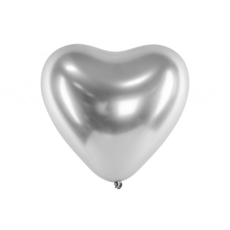 50 st. Chrome hjärta ballonger - Silver 12"