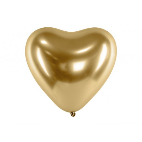 50 st. Chrome hjärta ballonger - Guld 12"