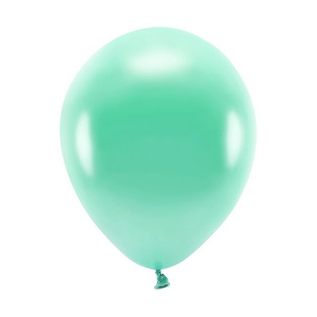 100 st. Ekologiska Metallic mörk mint ballonger str. 10"