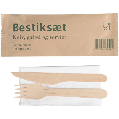 25 st Bestickset med servett med träkniv och gaffel